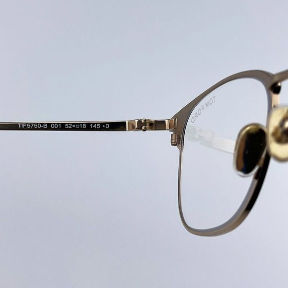 Tom Ford FT5750-B 001 Eyeglasses Black Gold Blue Block Square Unisex - Picture 7 of 12